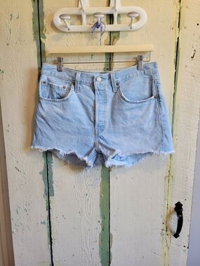 Levi's Light Blue High-Rise Denim Cutoff Shorts